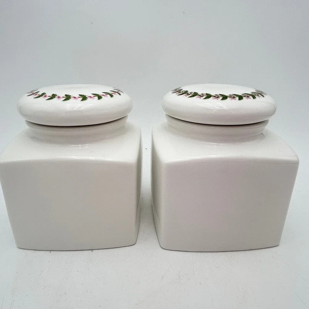 Vintage Maxwell & Williams White Porcelain Ceramic Canister Set Thyme & Oregano